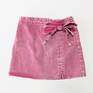 SHEIN Girls Pink Denim Skirt with Bow